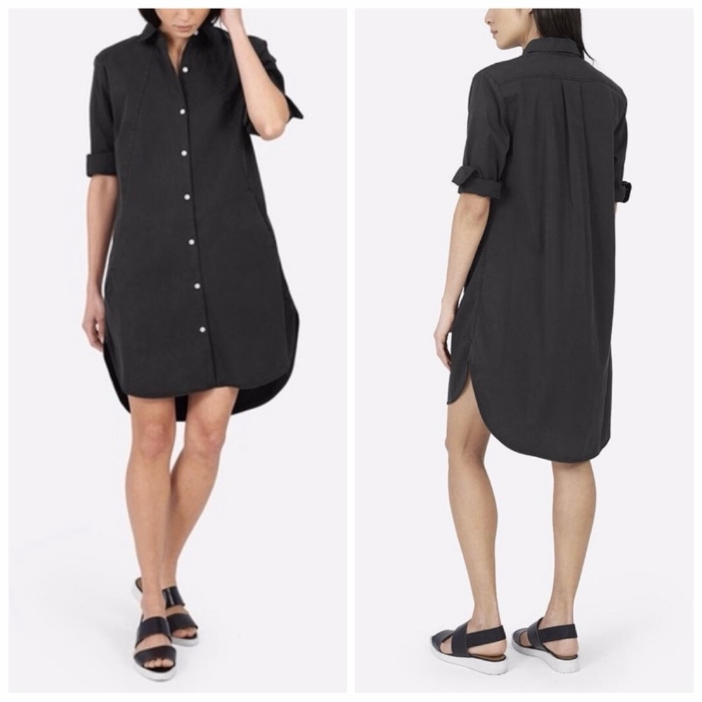 Everlane Twill Long Sleeve Black Shirt Dress Size 4